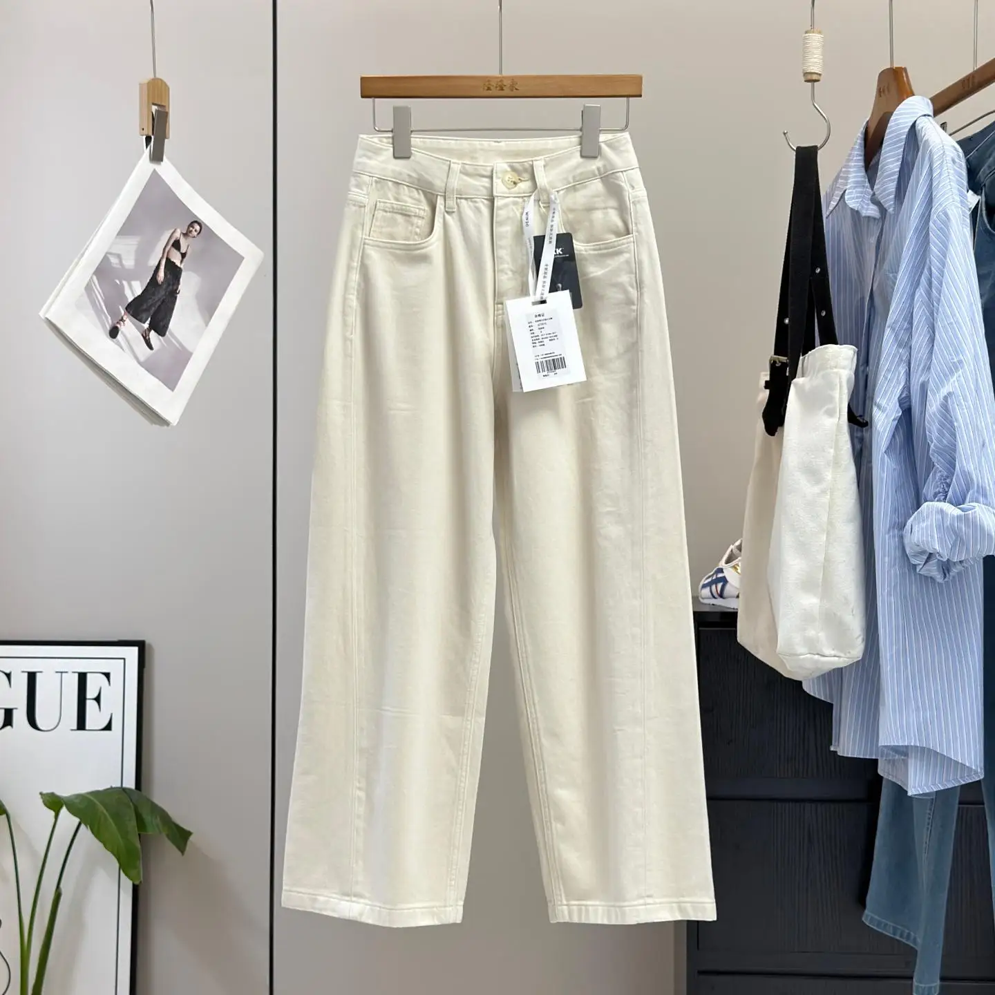 

Treasure Gods Pants! Vintage Comfortable Soft Breathable 100 Cotton Slimming Wide Leg Jeans Nine Points Women's Jeans