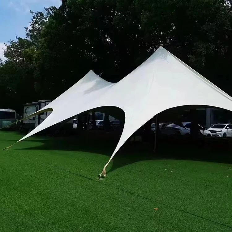 Large Camping Custom Outdoor 30 Person Double Peaked Star Canopy Campsite Star Shade Tarp Canopy Spider Tent
