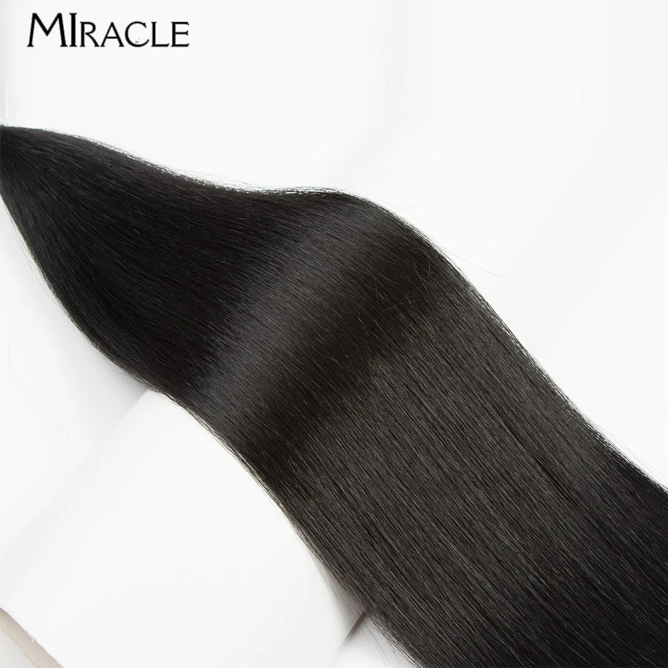 MIRACLE 24 Inch Straight Hair Extensions Synthetic Hair Bundles for Women Blonde Red Hairpiece Colored Super Long Hair Bundles