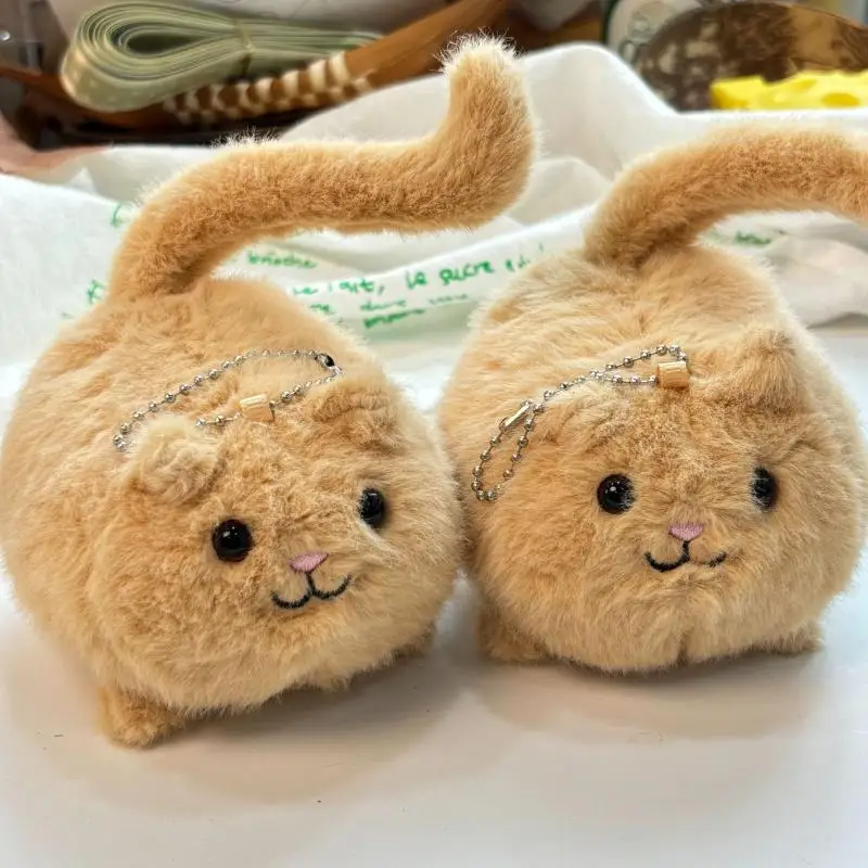 1Pc New Small Cat Plush Doll Keychains Cute Toys Backpack Pendant Decoration For Woman Girl Birthday Gift Jewelry Accessories