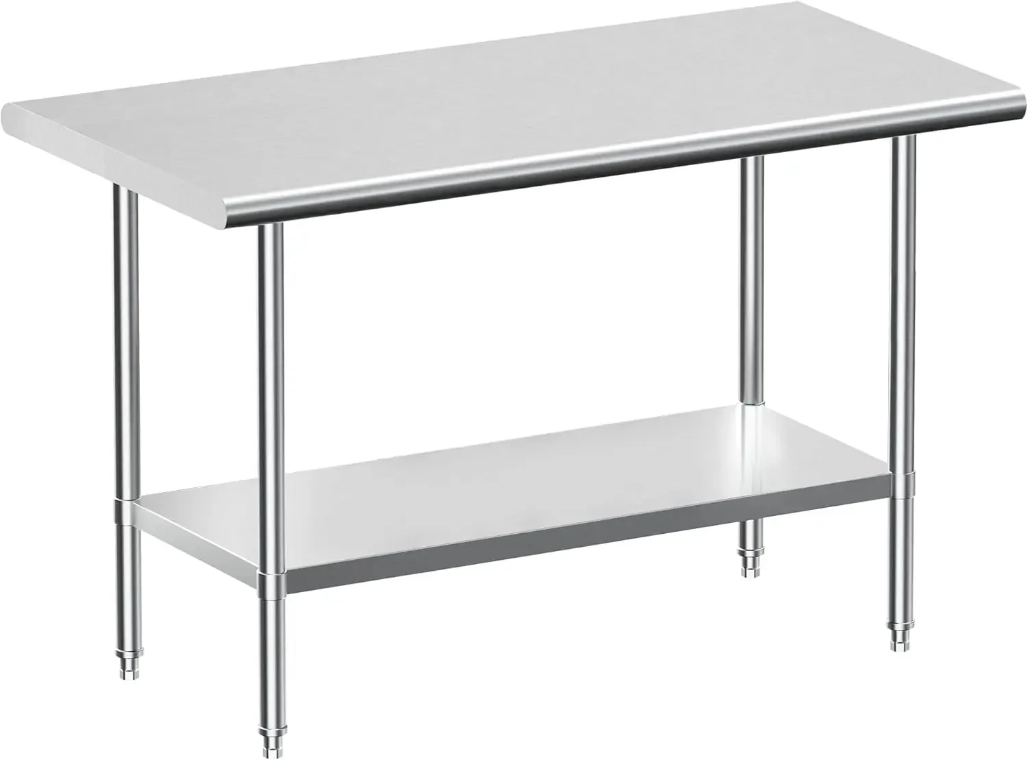 Steel Work Table, NSF Commercial Worktable with Undershelf and Legs for Restaurant, Home and Hotel - 24" D x 48" W x 34" H Inche