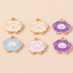 10pcs 14*13mm Gold Plated Cute Enamel Sheep Charms for Jewelry Making Earring Bracelet Necklace Handmade Accessories Wholesale