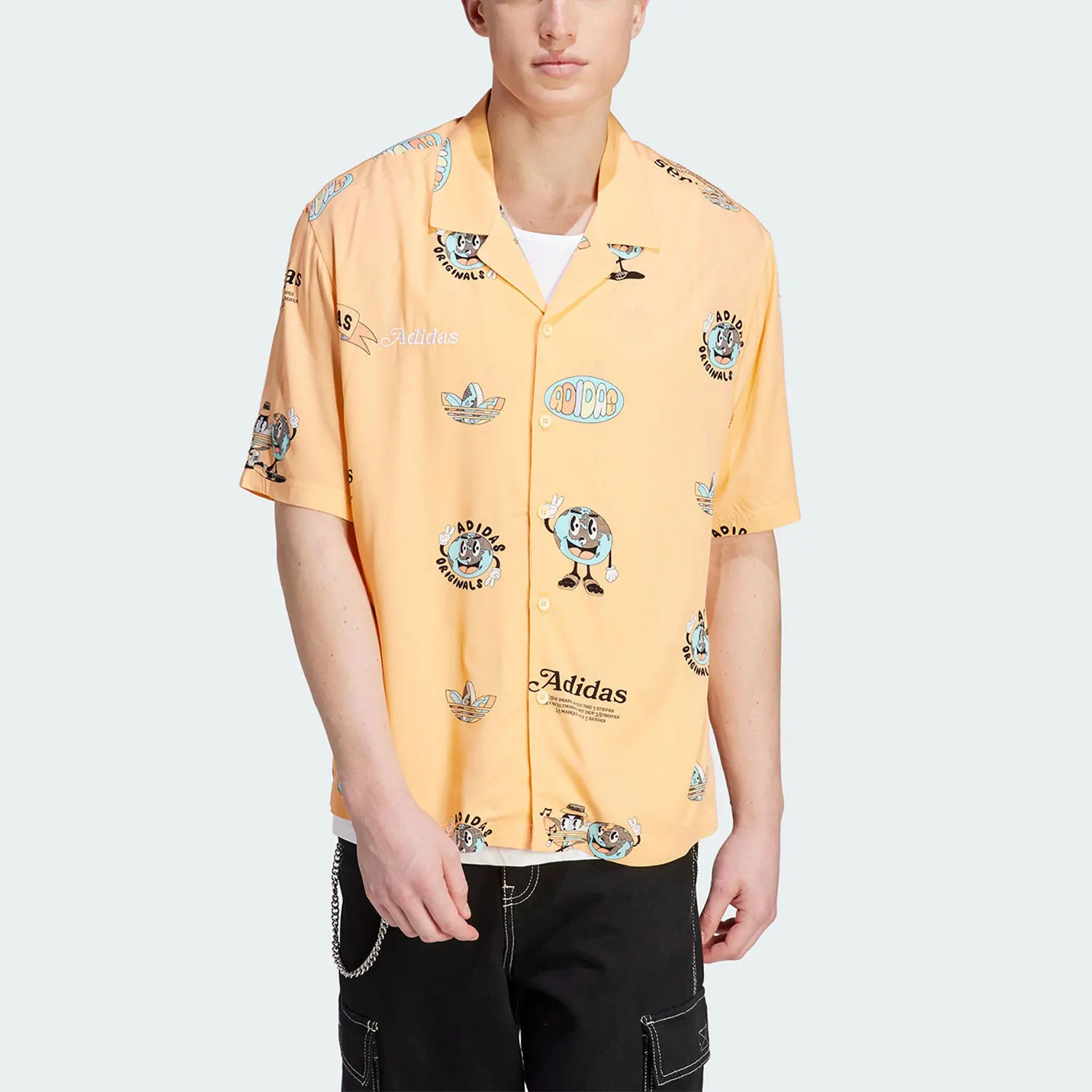 

Adidas Originals Mens Trefoil Printed Collar Sport Short Sleeve Shirt IT8178