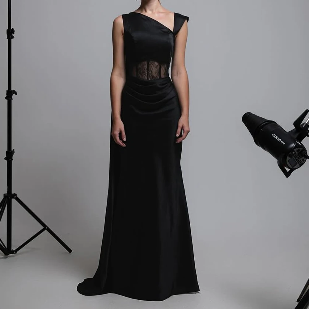 

Вечерние платья трапециевидной формы по индивидуальному заказу, длиной до пола, с v-образным вырезом, без рукавов, платье для выпускного вечера, модное кружевное плиссированное простое вечернее платье с палантиной и драпировкой