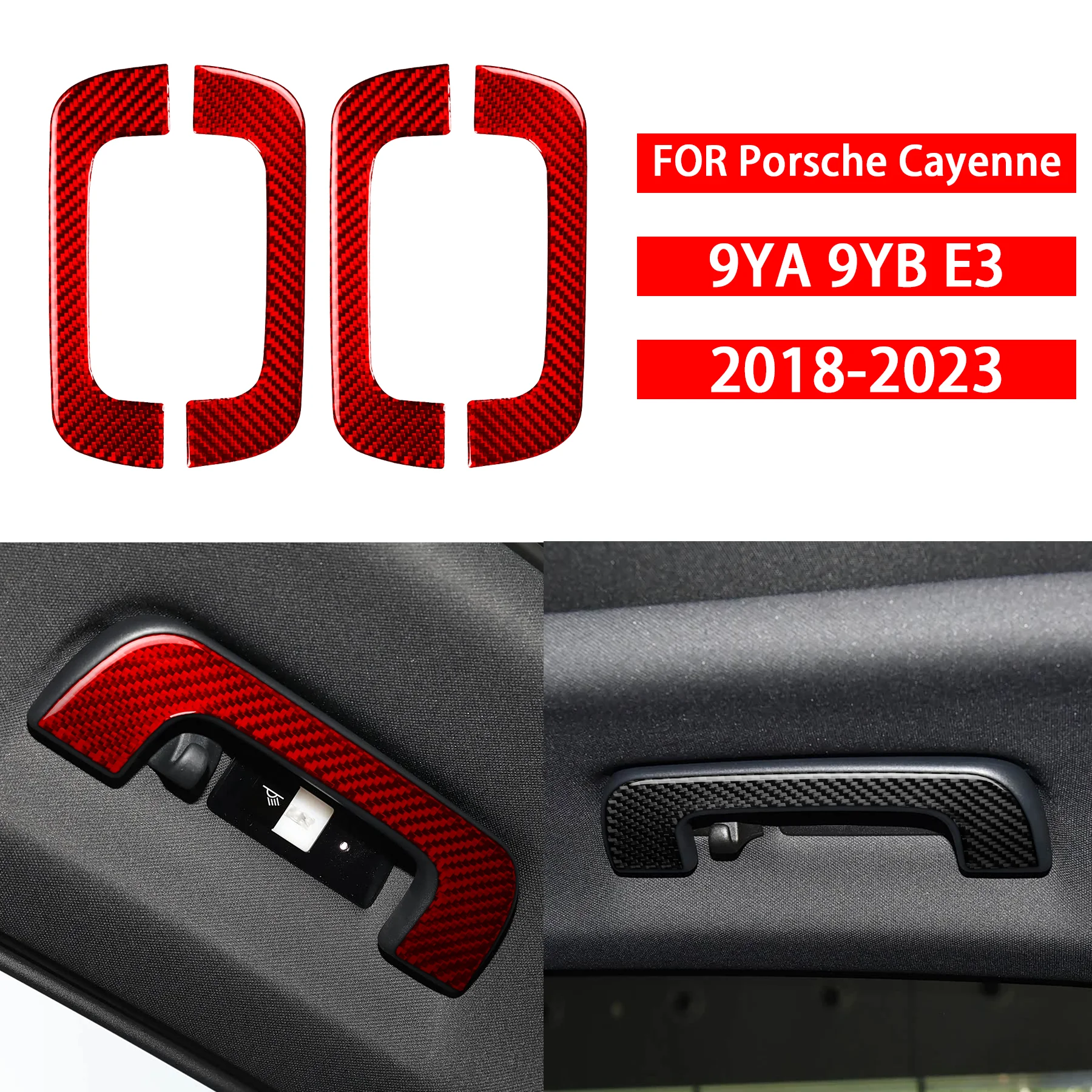 Carbon Fiber Roof Grab Handle Decor For Porsche Cayenne 9YA 9YB E3 2018 2019 2020 2021 2022 2023 Interior Accessories Stickers - view 2