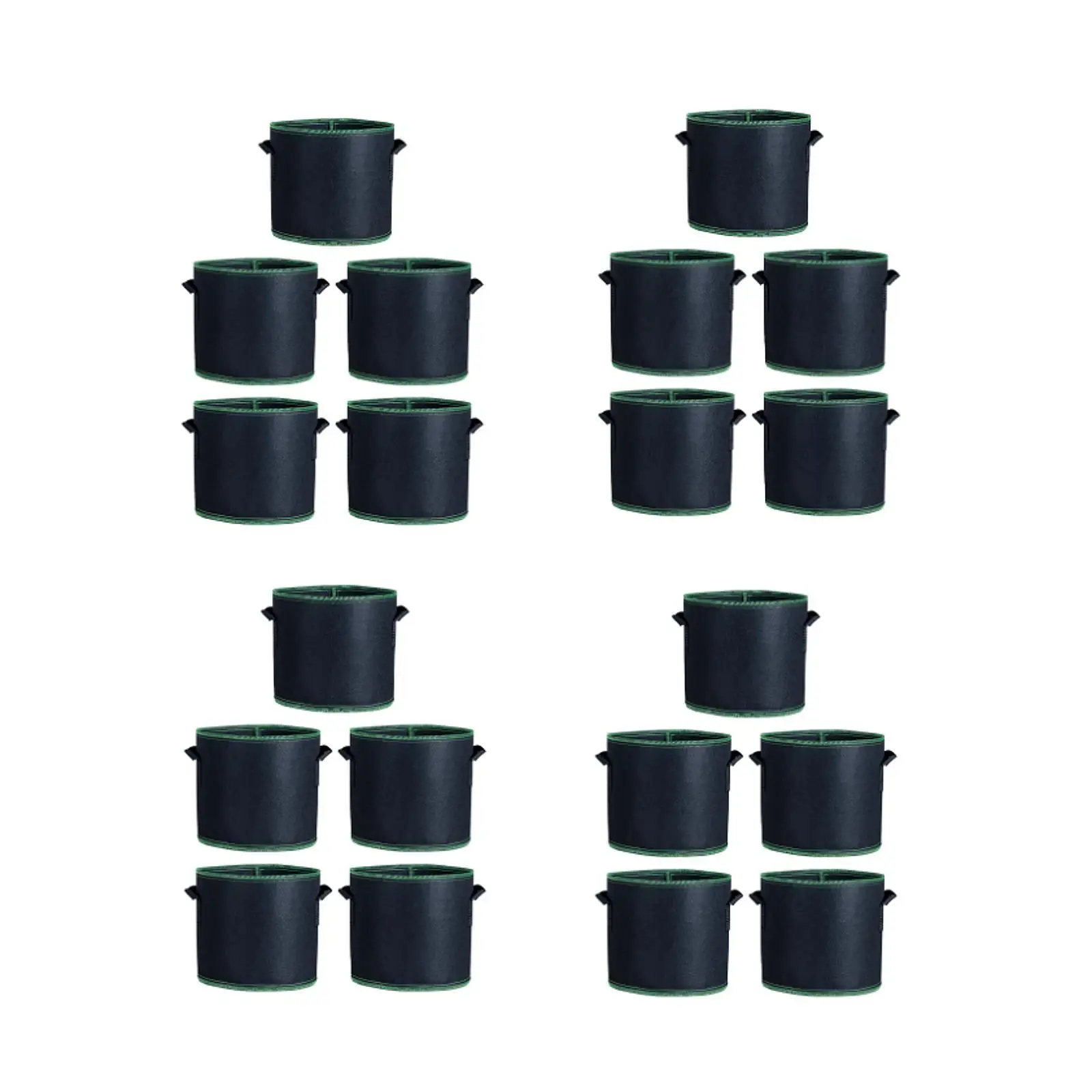

5x Plant Grow Bags Heavy Duty Easy to Use Portable Reusable with Handles Aeration Fabrics Pots for Balconies Potatoes Flowers