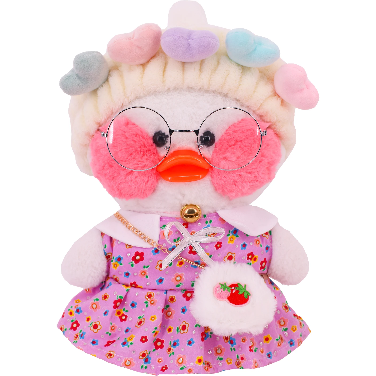 Duck Plush Cafe Lalafan roupas, pato, bolsa, óculos, vestido floral, boneca animal, acessórios de brinquedo, 20-30cm, 2022