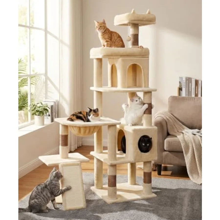 

68 Inches Heavy Duty Cat Tree for Indoor Cat Big Cat Tower with Sisal Scratching Posts and Top Perch Large Platform for Adult C