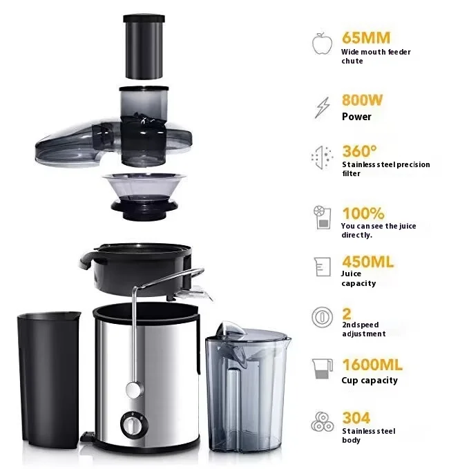 Juicer centrifugal Household large caliber electric juice machine residue separation vegetable Juicer EU UK