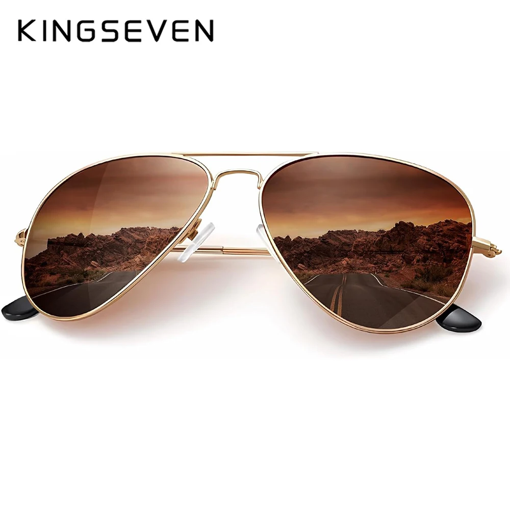 KINGSEVEN nowe modne męskie okulary przeciwsłoneczne spolaryzowane UV400 lustrzane soczewki gradientowe okulary pilotki damskie Retro luksusowe okulary — zdjęcie 3