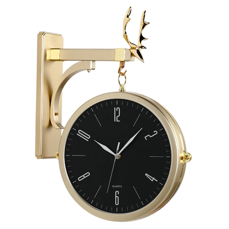 

Nordic Modern Luxury Wall Clock Gold Double-sided Clocks Wall Home Deocr Living Room Creative Quartz Wall Watch Klok Gift FZ674