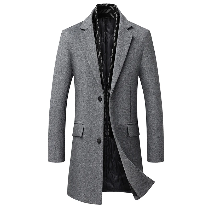 

High-quality, fashionable and stylish woolen mid-length business suit scarf with wool, detachable autumn and winter fashion coat
