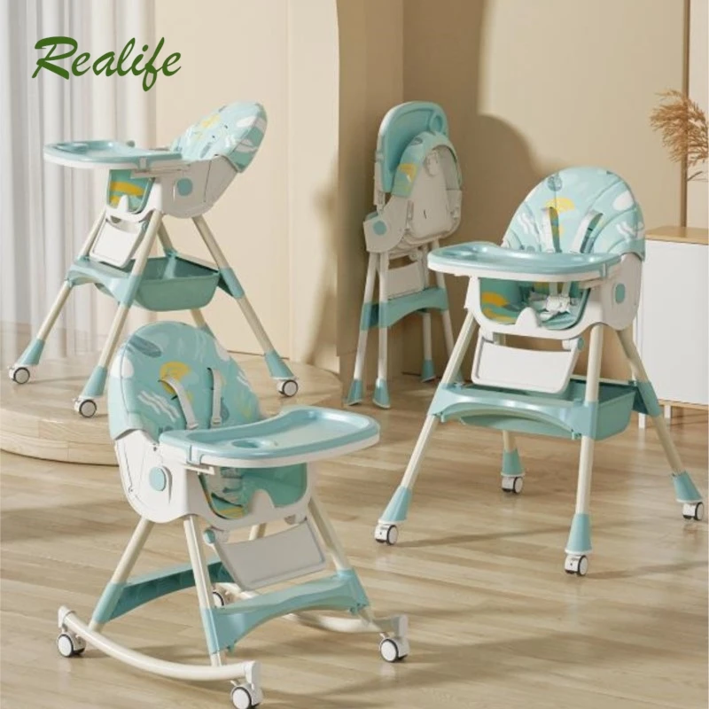 Realife-Chaise de Salle à Manger pour Bébé de 0 à 4 Ans, Table de Croissance Pliable et Multifonctionnelle, Portable pour Manger