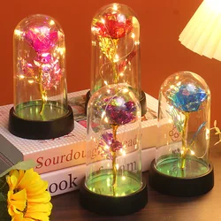 1pc Hot LED Enchanted Galaxy Rose Eternal Beauty Rose With Fairy Lights in Dome for Valentine's Day Wedding Party Mother's Day