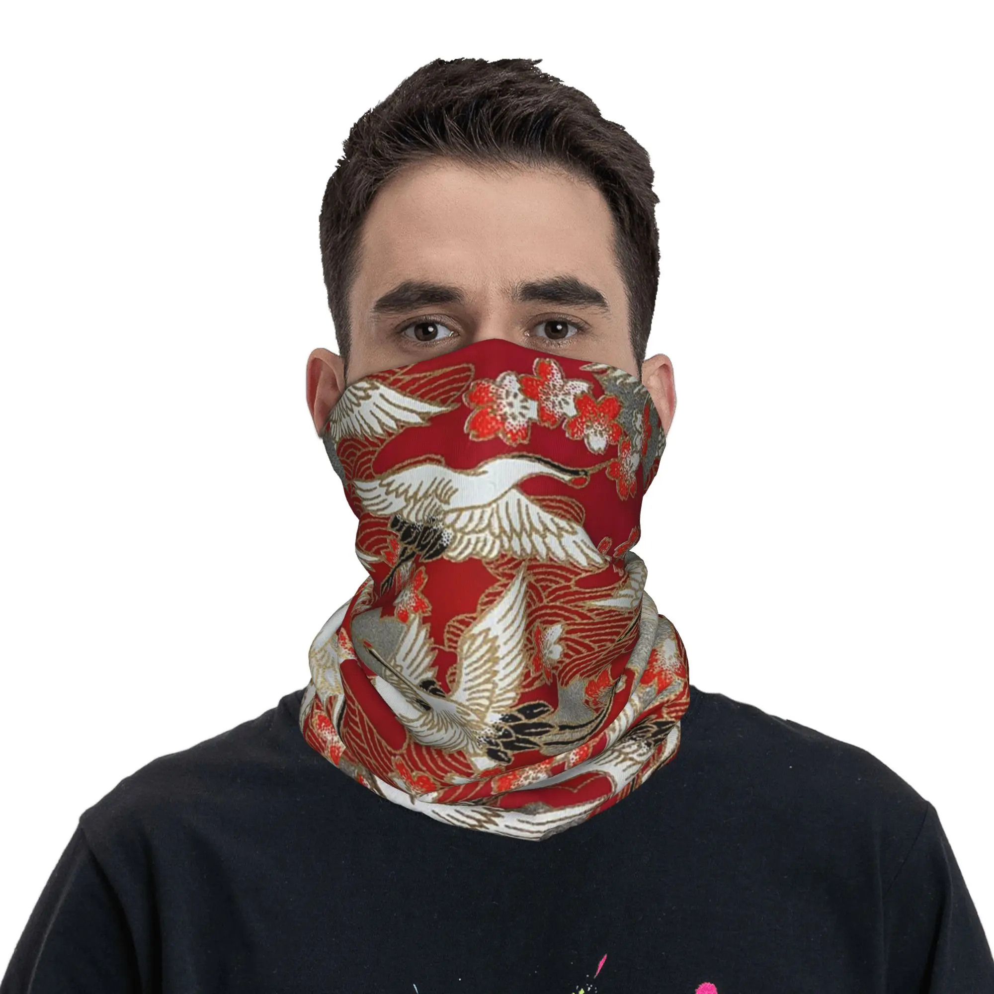 

Red-Crowned Crane Bandana Neck Gaiter Printed Face Scarf Headwear Outdoor Sports Unisex Adult Winter