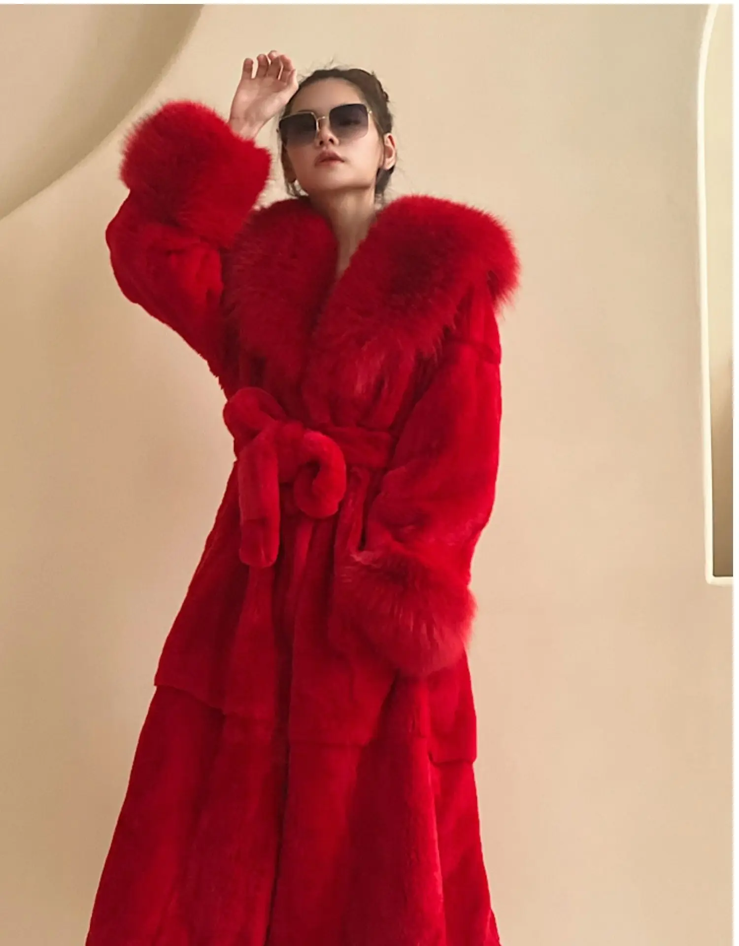 Women's Parker Winter Fur Warm Large Size Solid Color Fur & Faux Fur Women New Casual Long Sleeve Temperament Women Fur Coat Y72