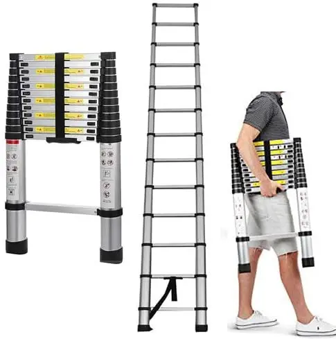 Aluminum Extension Telescopic Ladder Collapsable Folding Ladders with Certificate EN131 Max. Load 150kg/330lbs Lightweight 23.15