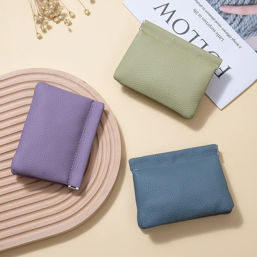 Women Coin Purse Small Earphones Wallet Bag Key Business Credit Card Holder Money Change Pouch new Genuine Leather Short Wallet