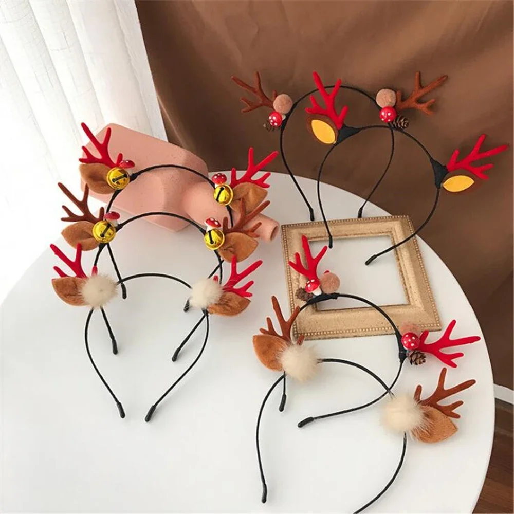 Christmas Headbands Antler Hair Band Deer Ear Hair Hoop Headwear Xmas Decoration Gifts Party Cosplay Hair Accessories for Girls