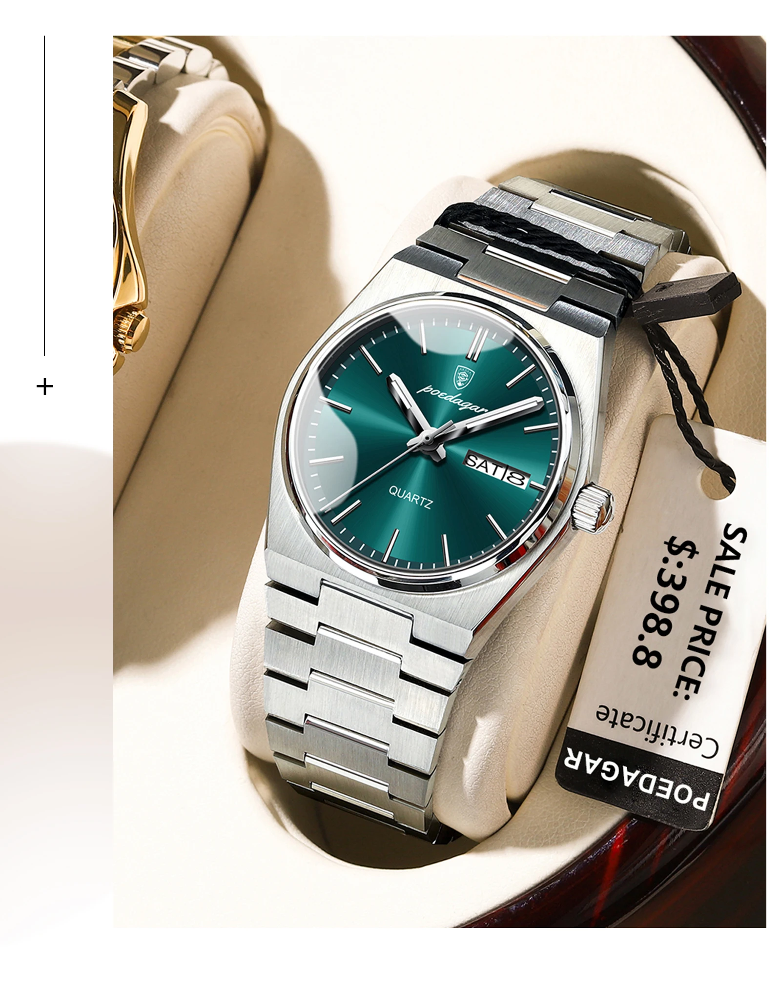 POEDAGAR Elegante Uhren Für Frauen Wasserdicht Leucht Datum Woche Damen Uhr Quarz Edelstahl Frau Mode Armbanduhr – Detail 5