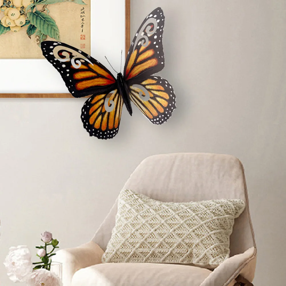 40cm Color Big Butterfly 3D Wall Sticker For Wedding Decoration Home Festival Wallpaper Living Room Bedroom Butterflies Stickers