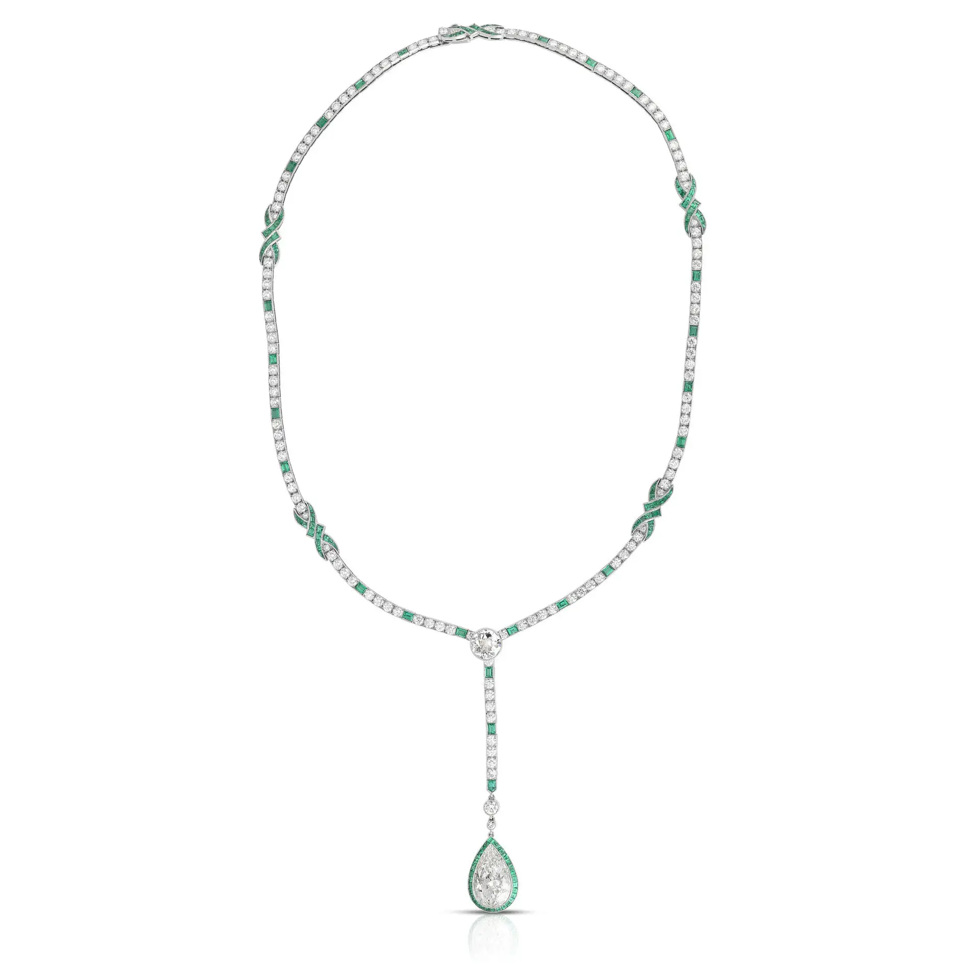 

Vintage Artificial Emerald Y Lariat Necklace 925 Sterling Silver Pear Pendant Fine Jewelry for Women's Cocktail Prom Party Gifts