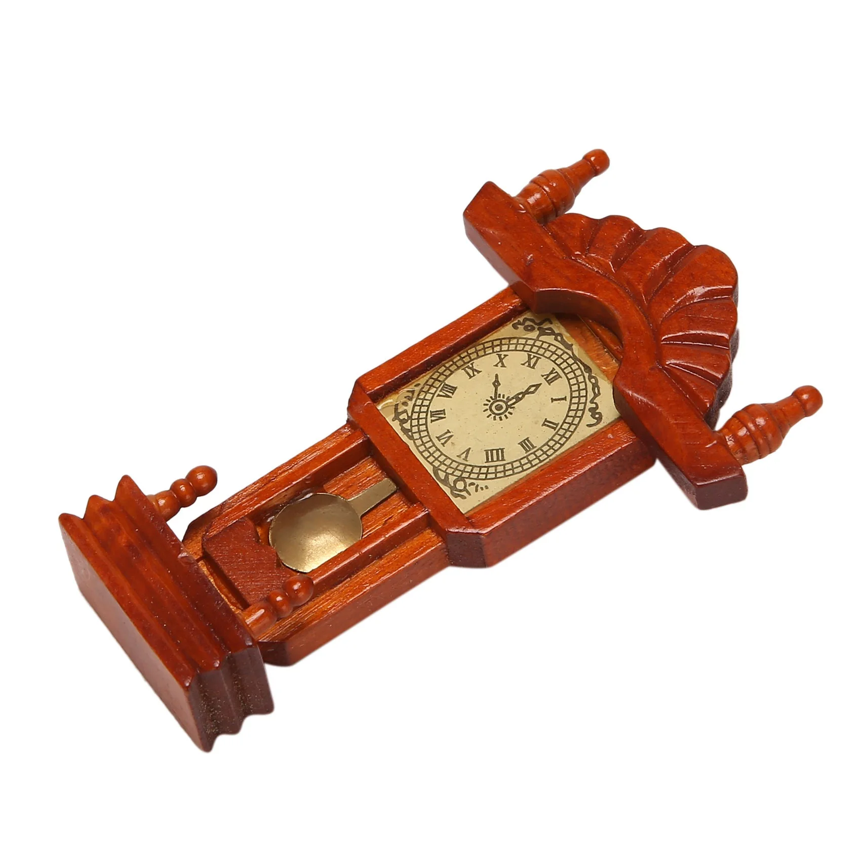 1/12 Scale Doll House Miniature Living Room Collection Wood Mahogany Color Clock for Decorative Accessories