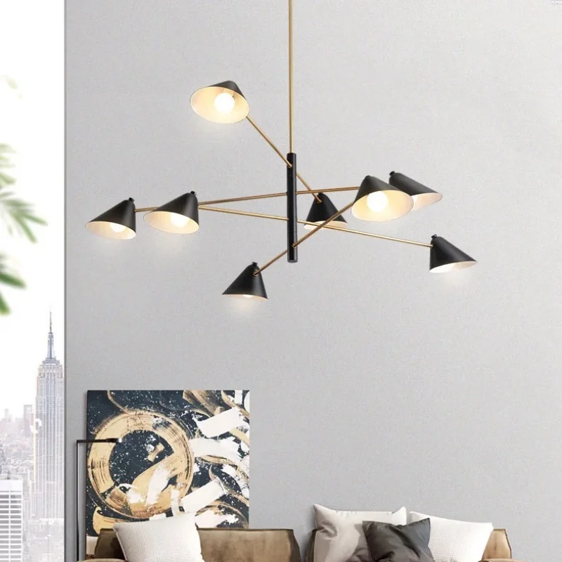 

Nordic living room decoration chandelier minimalist designer style modern minimalist dining room iron cone shape pendant light