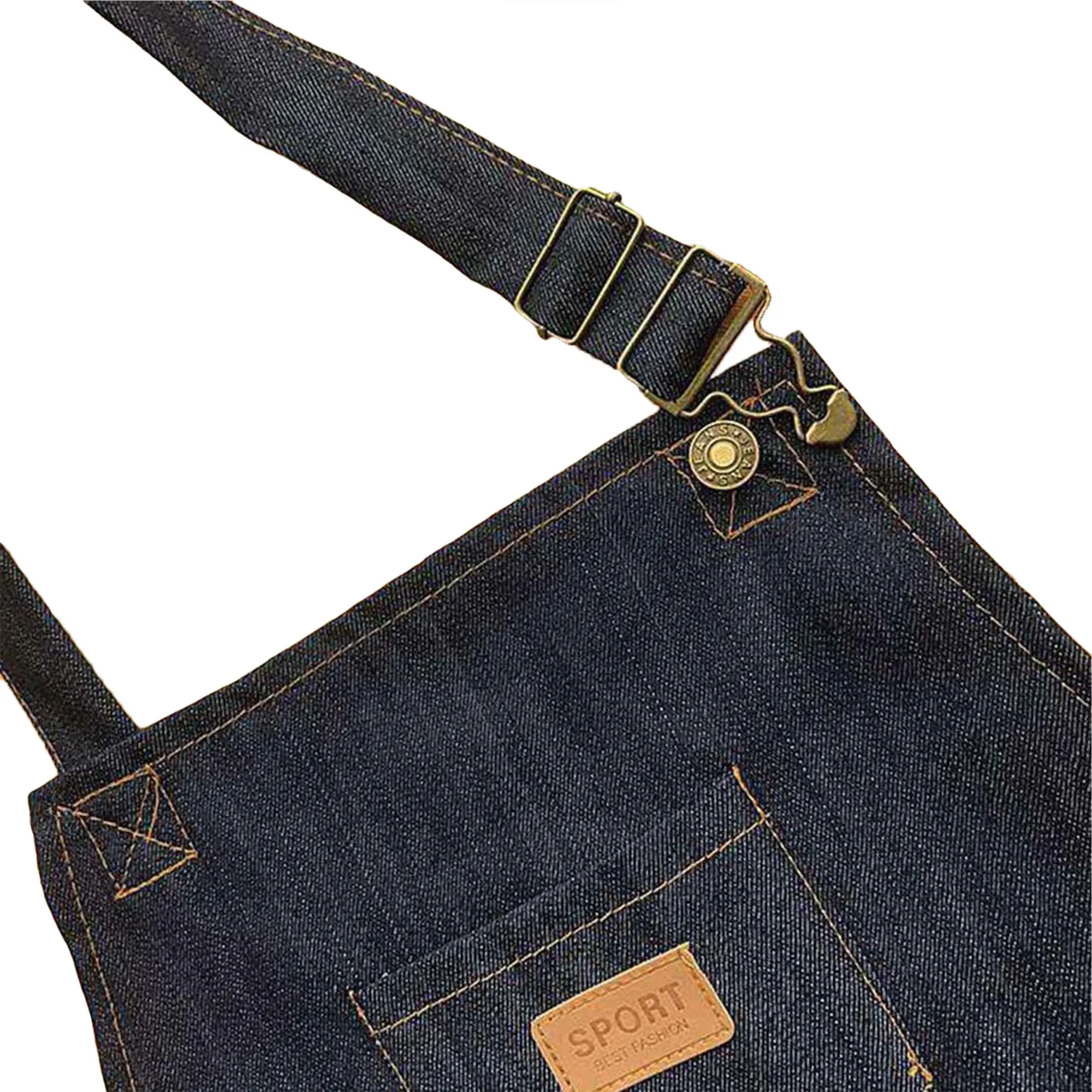 Adjustable Denim Apron with Pockets Stylish Housekeeping Apron for Men and Women - Cooking and Cleaning Essential