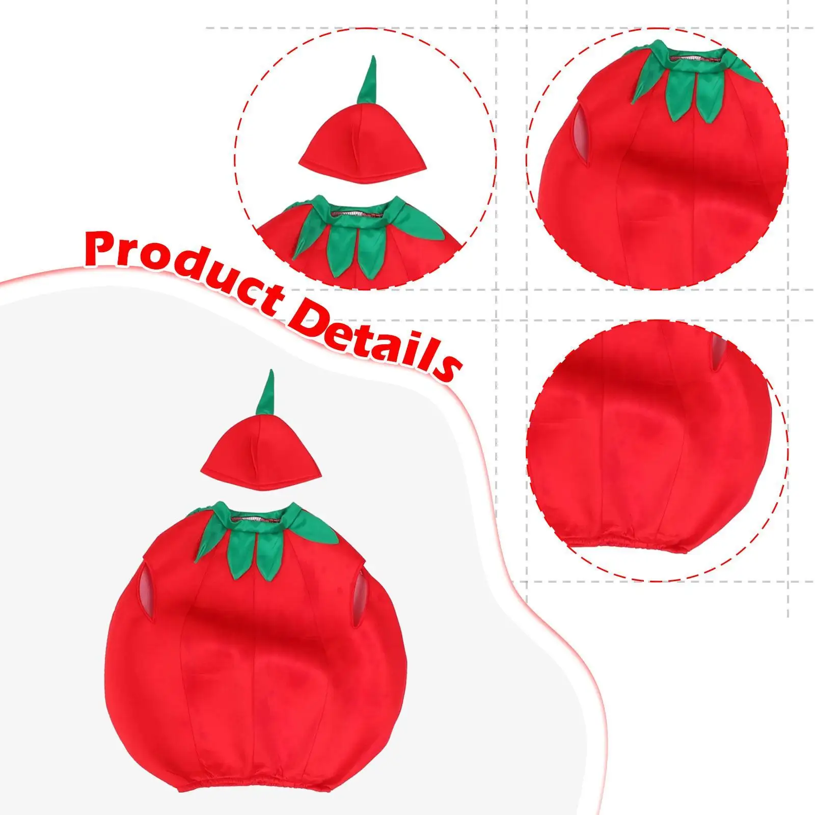 Tomatenkostuum voor kinderen, groentekostuum voor carnaval, maskerade, feestartikelen