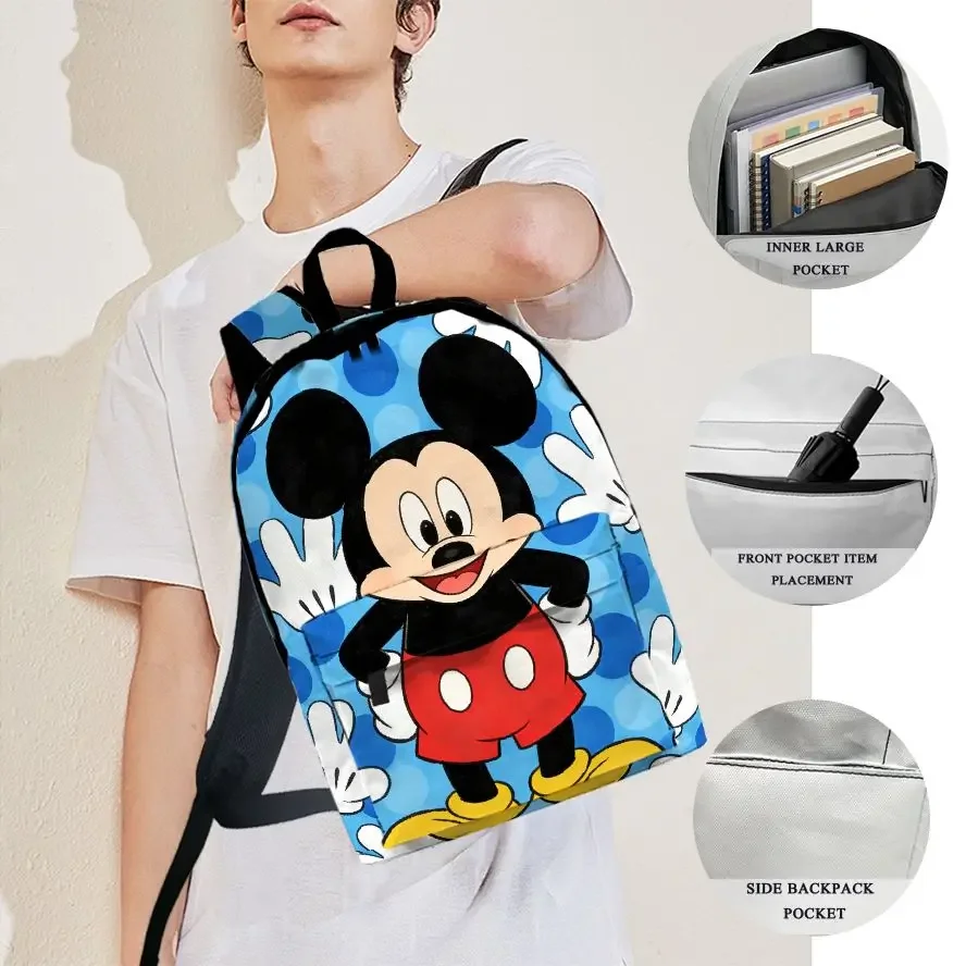 

1pc Mickey Mouse blue Printed Design Backpack, Fashionable and Simple, Unisex, Large Capacity, High-Quality Gift