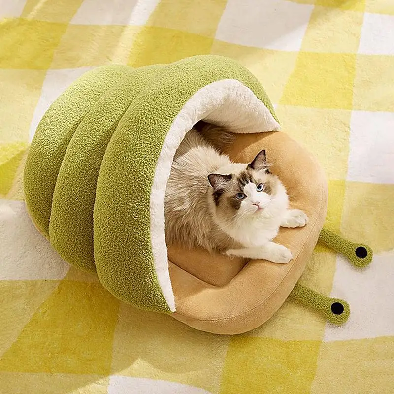 Cat Cave Bed Cozy Snail Slipper Dog House Pet Hideaway Sleeping Cuddle Cave Cute Soft House Creative Bed For Indoor Pets