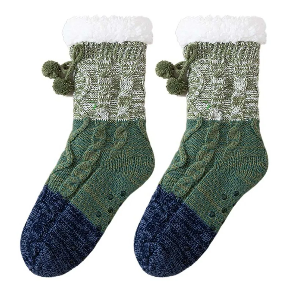 

Soft Patchwork Thick Thermal Socks Knitted Warm Plush Floor Socks Hosiery Anti Slip Fleece Socks Women Gifts