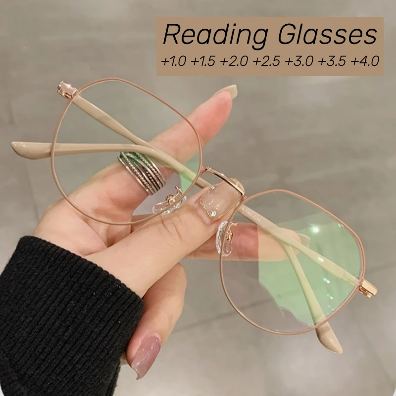 

Luxury Metal Round Reading Glasses Women Men High Quality Presbyopia Eyeglasses Anti-blue Light Far-sighted Eyewear +1.0 To +4.0