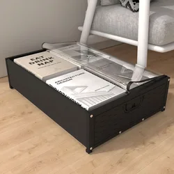Flat Underbed Storage Box with Wheels Clear Visible Storage Bin Organizing Solution for Bedroom Closet or Seasonal Storage