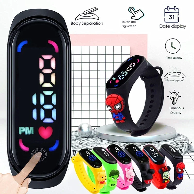 Disney Frozen Cartoon Waterdichte Kinderen Horloges Voor Kinderen Polshorloge Mode Student Led Elektronische Sport Meisje Horloge Geschenken Speelgoed