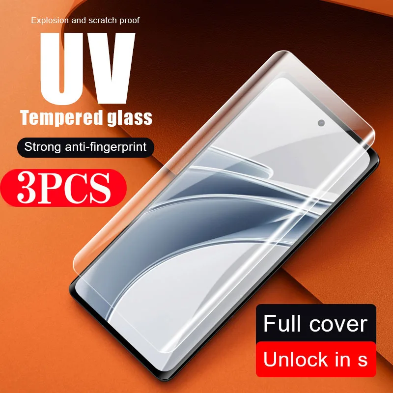 

3Pcs Full Cover For Honor Magic 6 5 4 Pro UV Tempered Glass For Honor 100 90 80 70 Pro Plus 60 Protective Film Screen Protector