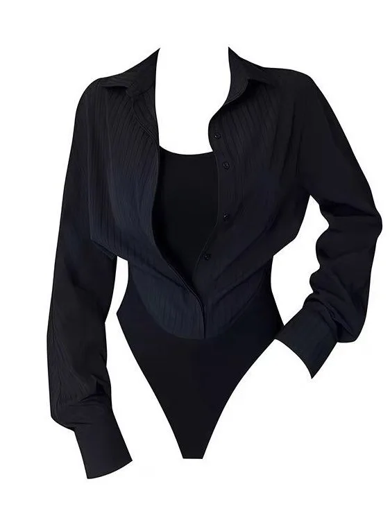 

Женская повседневная верхняя одежда больших размеров Bla Spliced Long Sve irt с завязкой на талии в Корейском стиле Sle Commute Faion