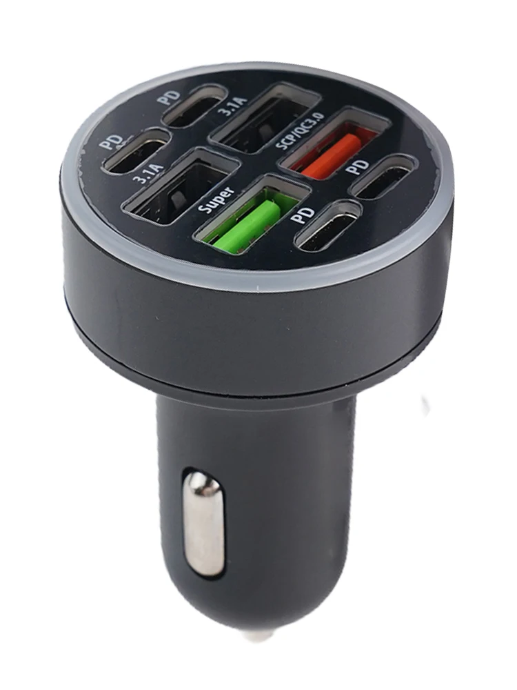 36W Car Charger 4 USB Ports Super Fast Charging With Digital Display Quick Charging Adapter For Mobile Car Phone Charger