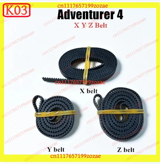 k3 3D Printer Motion Belt Set (X+Y+Z) - GT2-6mm Width, High-Tension Fiberglass Core, Fits Adventurer 4 Style FDM Printer Frame