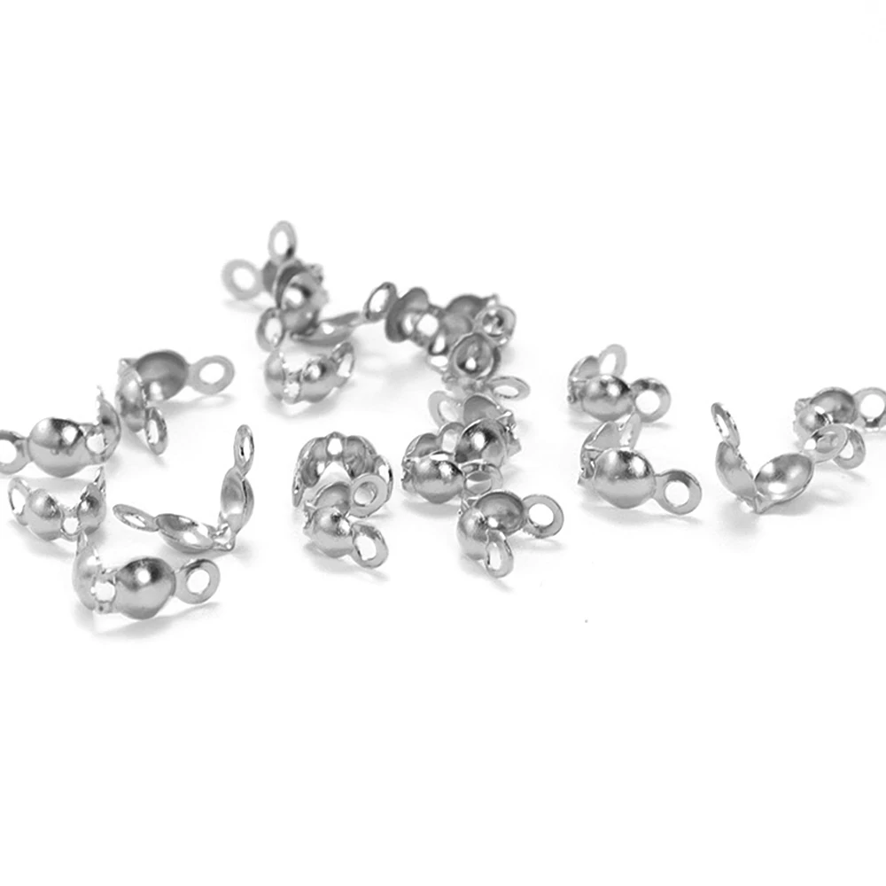 

200PCS Stainless Steel 2.4/3.2MM Crimps Clasp Fitting Ball Chain Connector End Clasp for DIY Jewelry Necklace Bracelet Wholesale