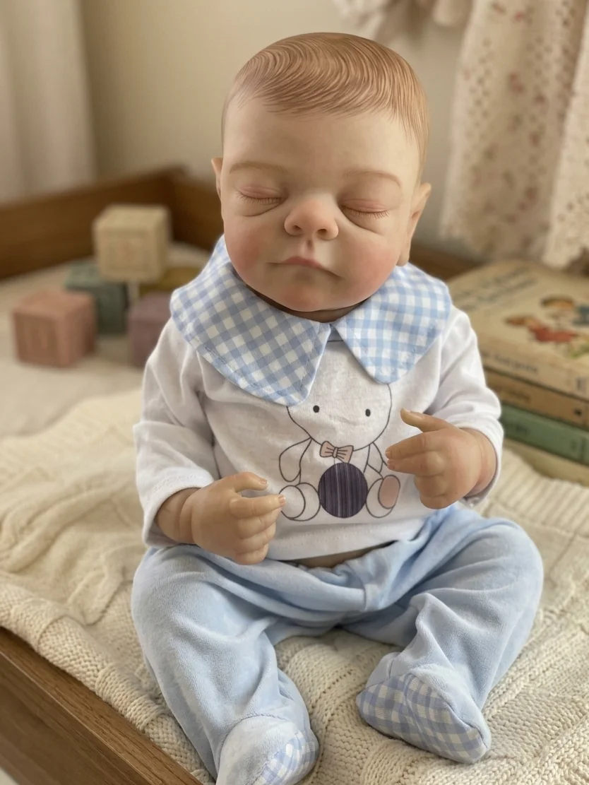 18 Inch Closed Eyes Vinyl Reborn Collectible Doll Realistic Simulation Figure for Display Collection