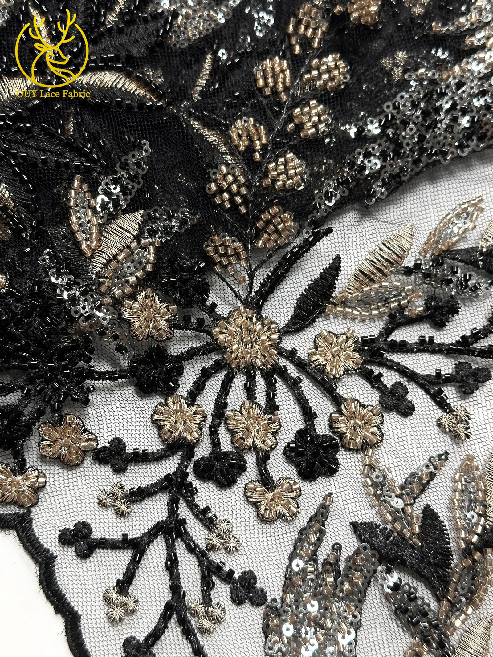 2026 Eleganter Afrikanischer Pailletten-Stickerei-Spitzenstoff 5 Yards Hochwertige Französische Perlen-Spitze Nigerianisches Party-Abendkleid Nähzubehör – Detail 18