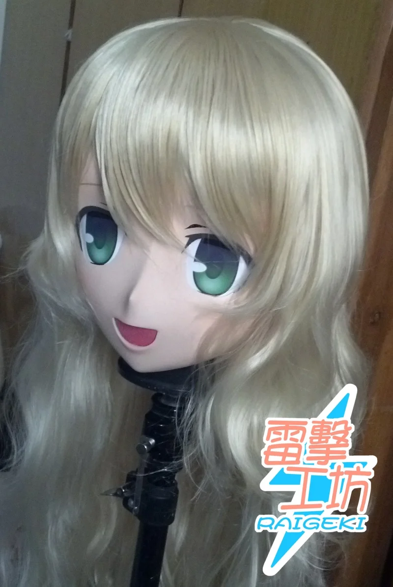 (LJ-048) Customize Character Female/Girl Resin Kig Full Head With Lock Anime Cosplay Japanese Anime Kigurumi Mask