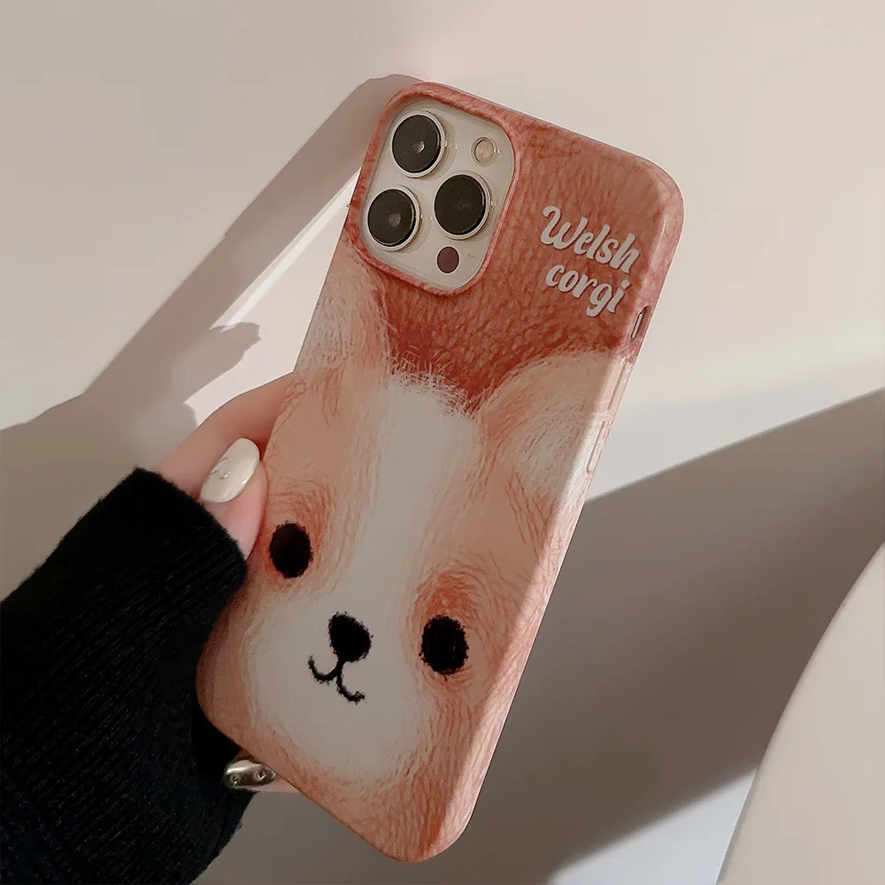 Cartoon Cute Welsh Corgi Schnauzer Puppy Cover Case For iPhone 15 14 13 12 11 Pro Max 15 Plus 8 Shockproof Protective Phone Case