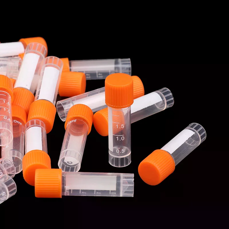 50Pcs/pack Plastic Test Tubes Vials Sample Container Powder Screw Cap Bottle PP Cryotube Freezing Tube 2ML