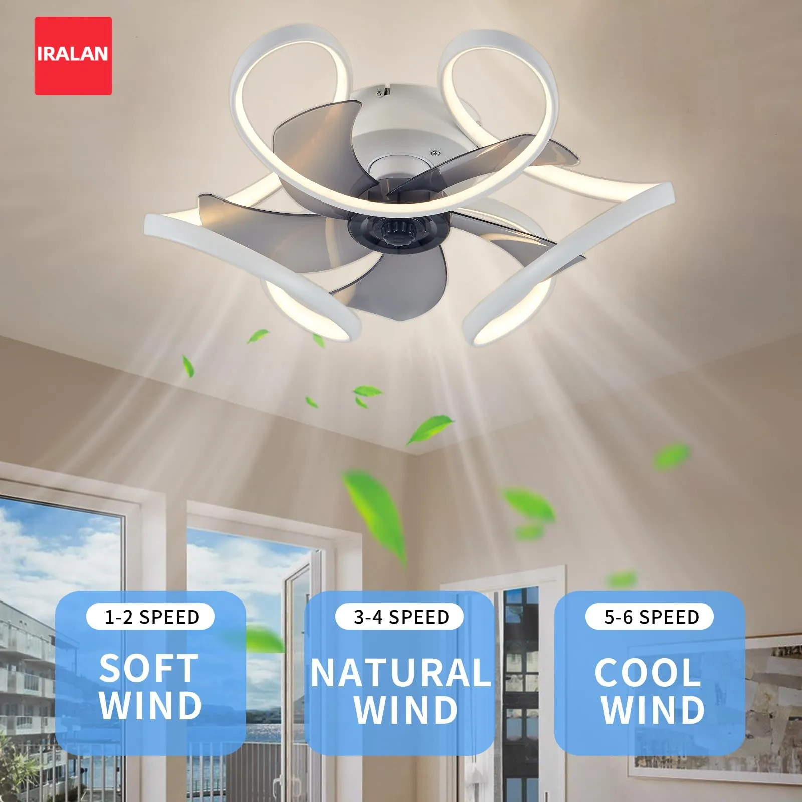 Summer Electric Fan Ceiling Fans with Light Ceiling Lamp Quiet DC Motor with Remote Control Home Decor 6 Speeds Night Fan Lights