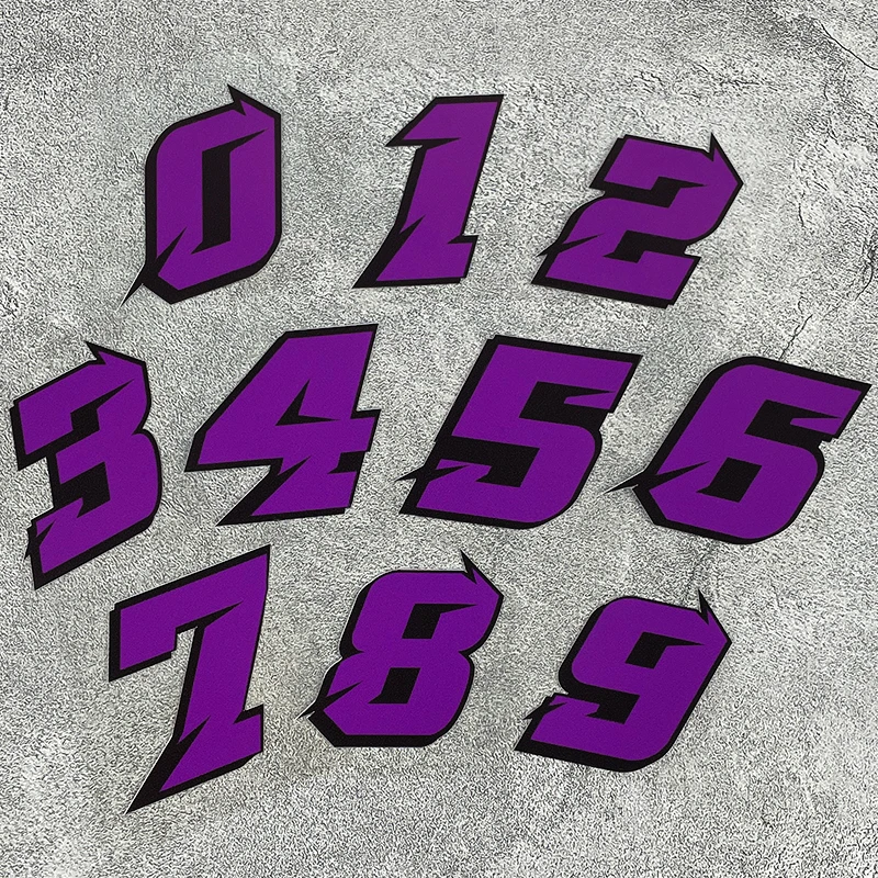 1PC Purple Arabic Numerals Motorcycle Stickers Waterproof for DIY Motorbike Fuel Tank Front Fairing Scooter Helmet Vinyl Decals view 6