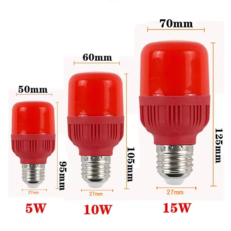 E27 Led Light Bulb Red Lantern Lamp 20w/15w/10w/5w Party Energy-saving High Supper 220v Shell Bulbs Type Wholesale Plastic Power