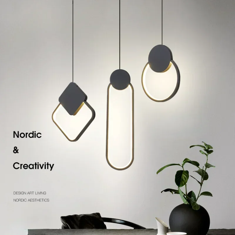 

Modern LED Black White Circle Pendant Light Lighting for Bedside Bedroom Living Dining Room Study Hanging Lamp Indoor Decoration
